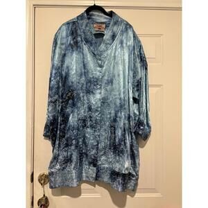 Women's Vintage sz 3 Gene Ewing Bis blue satiny zip up jacket #1337